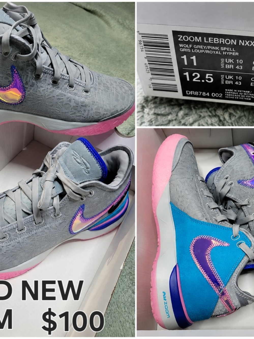 Nike Women's Wolf Grey / Pink / Blue Zoom Basketball Shoes